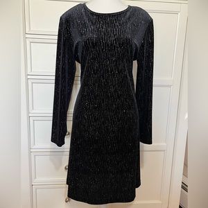 Ronnie Nicole black velvet like dress wit iridescent details. Size 10